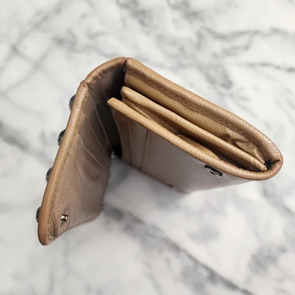 Authentic PRADA Saffiano Patent Leather Vernice Crystal Studded Flap Long Wallet - Picture 5 of 11